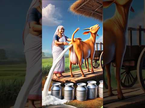 The goat gave grandmother a lot of milk 😭 #ai #animals #shorts